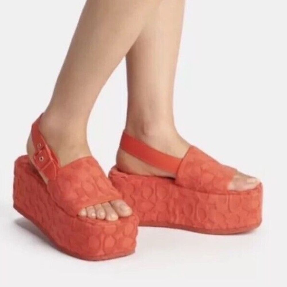 New Coach Noelle Platform Sandal in signature Terry cloth